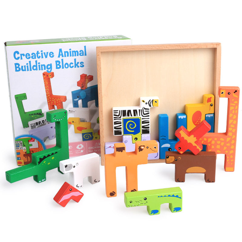 Animal Building Blocks Stack Blocks Beech Wood Creative Toy